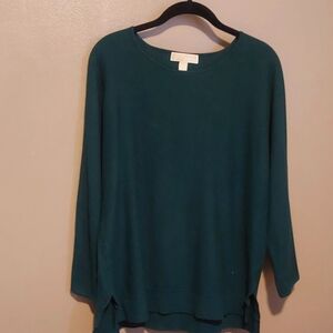 Michael Kors Women's Long Sleeve Soft Knit Lightweight Green Sweater, Size Large